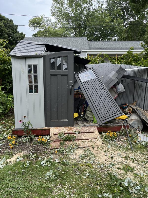 Tree limb hit the first shed in August.