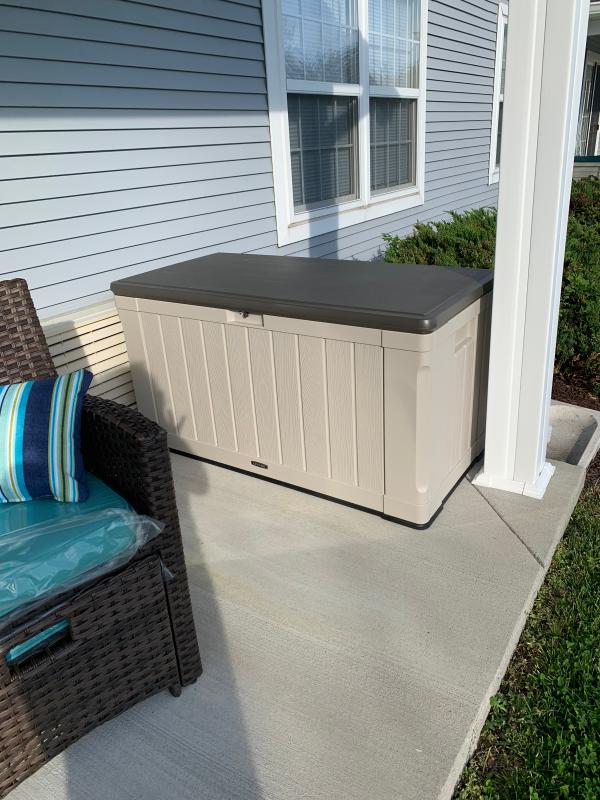 Deck box looks great and strong enough to provide extra seating.