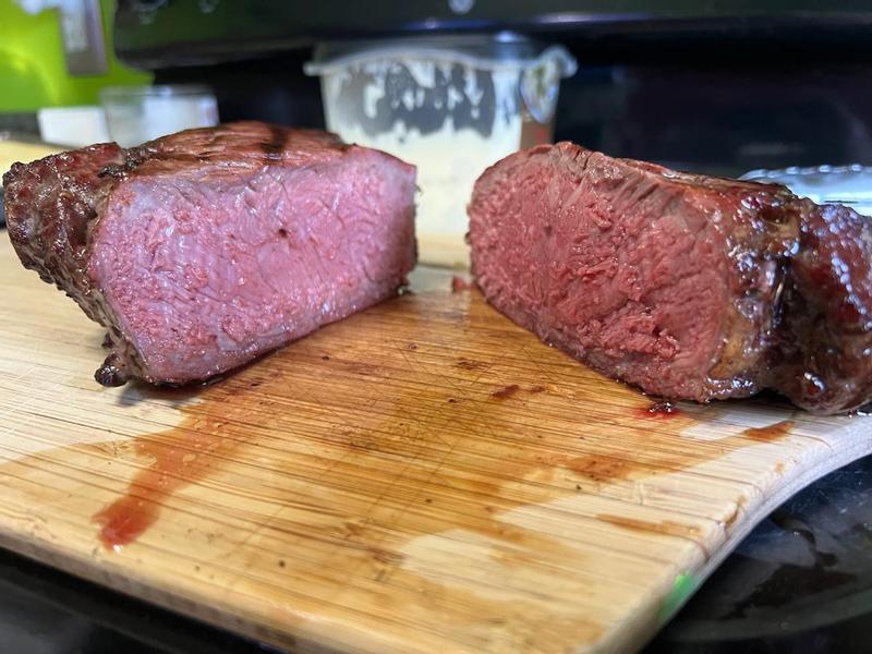 Almost 3/8 inch smoke ring on the Tomahawks. Perfect taste match to these steaks!