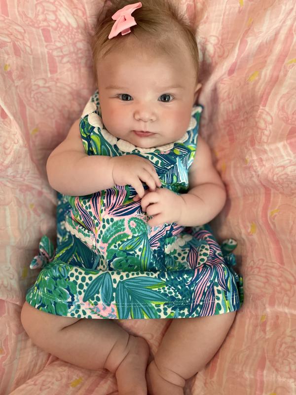 Lilly Pulitzer NWT Baby Lilly Shift Green Lilly On Holiday Size 6/12, 12/18  Mos