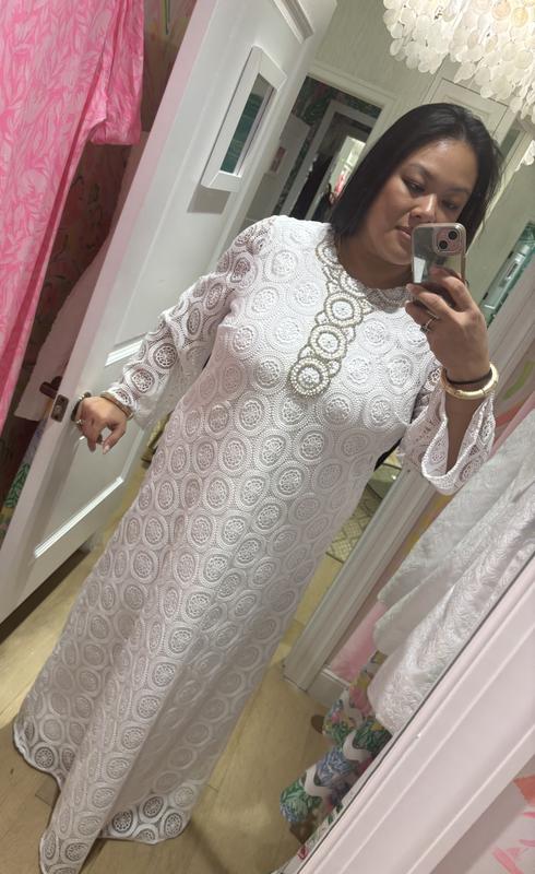 chinese dress ladies Oliana Ivory Lace Maxi Gown, M / White