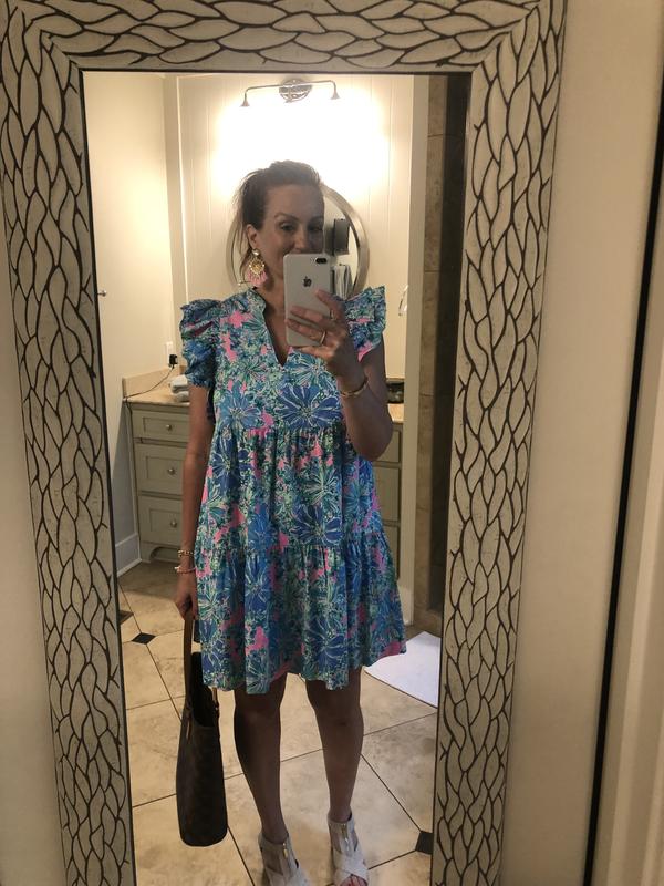 Aldena Ruffle Sleeve Cotton Dress Lilly Pulitzer