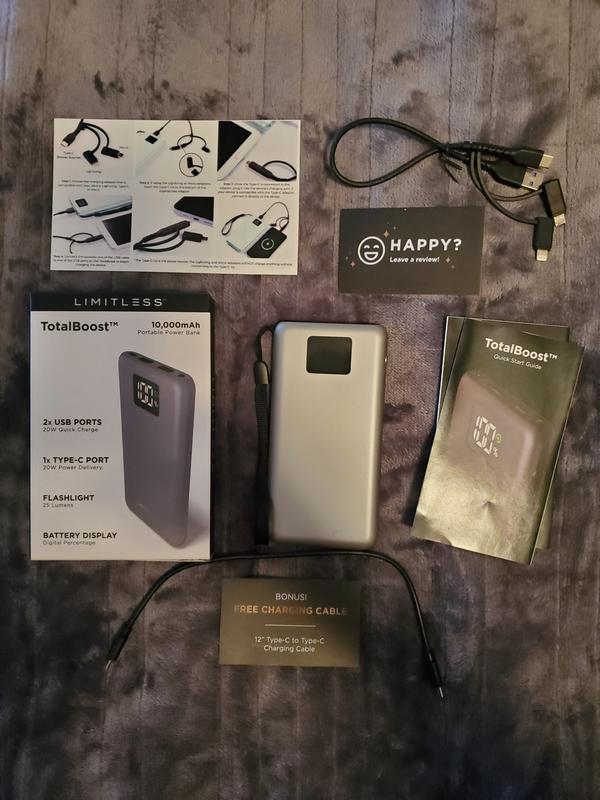 TotalBoost 10,000mAh Power Bank with USB and Type-C Quick Charging–  Limitless Innovations