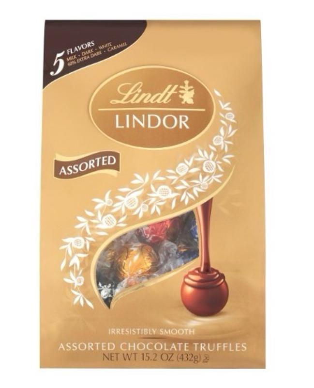 Lindor Assorted Truffles Platinum Bag, 15.2 oz - Milk, Dark, and