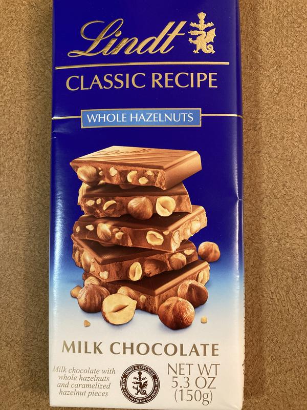 Lindt CLASSIC RECIPE Hazelnut Milk Chocolate Bar, Valentine's Day Candy,  4.4 oz.