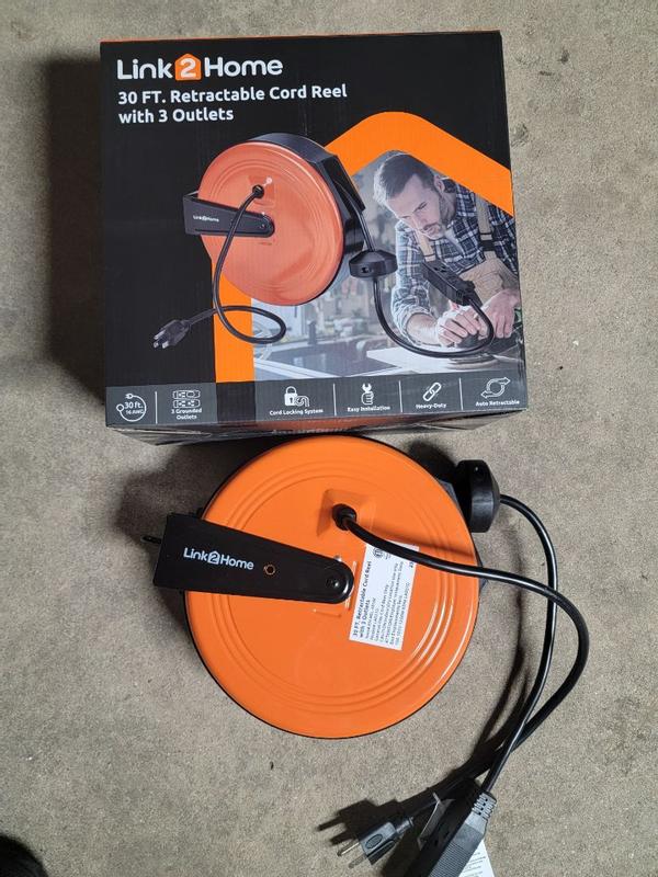 Link2Home 35' Extension Cord Reel with 4 Grouned Outlets 
