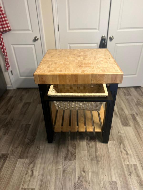 Powell Kolton Square Kitchen Island with Butcher Block Top, 30 W