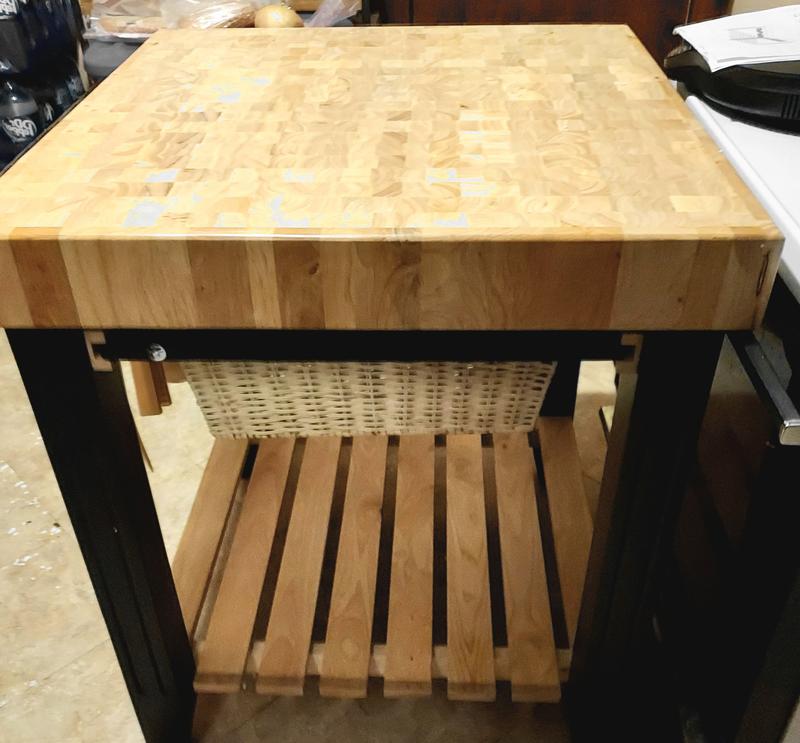 Powell Black Wood Base with Wood Butcher Block Top Kitchen Island (29. ...