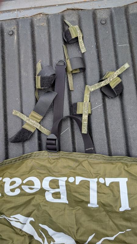These velcro strips were supposed to attache the fly to the tent frame but many of them fell off