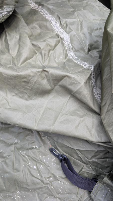 Notice the seam seal and all the flakes of waterproofing
