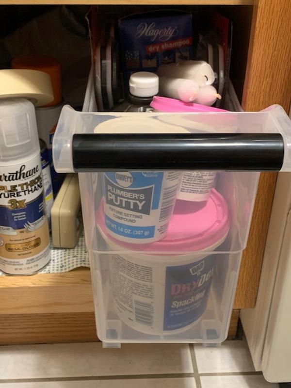 Slim Rolling Storage Bins Clear Cabinet Compartment Organizer