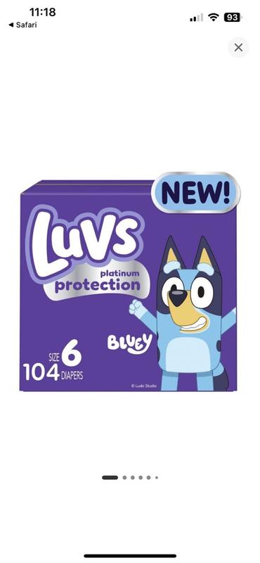 Luvs Size 6 Diapers, 144 Count – Bluey-Themed Disposable