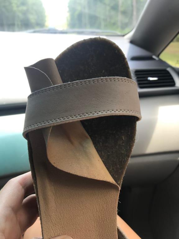 Customer photo for "Shoes made with very poor quality"