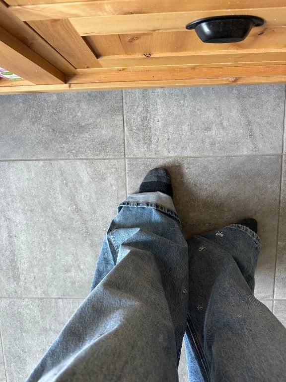 Customer photo for "Beyond too large! Sizing makes no sense."