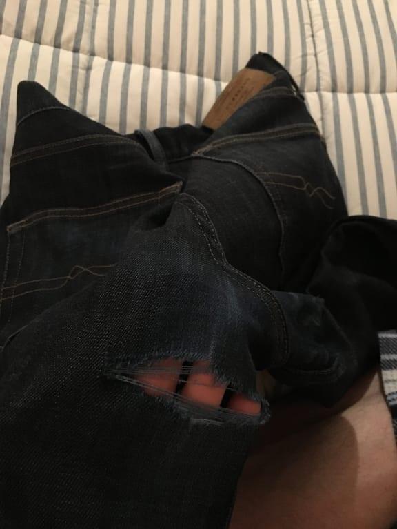 Customer photo for "Look great, fits great, but fabric tears easily"