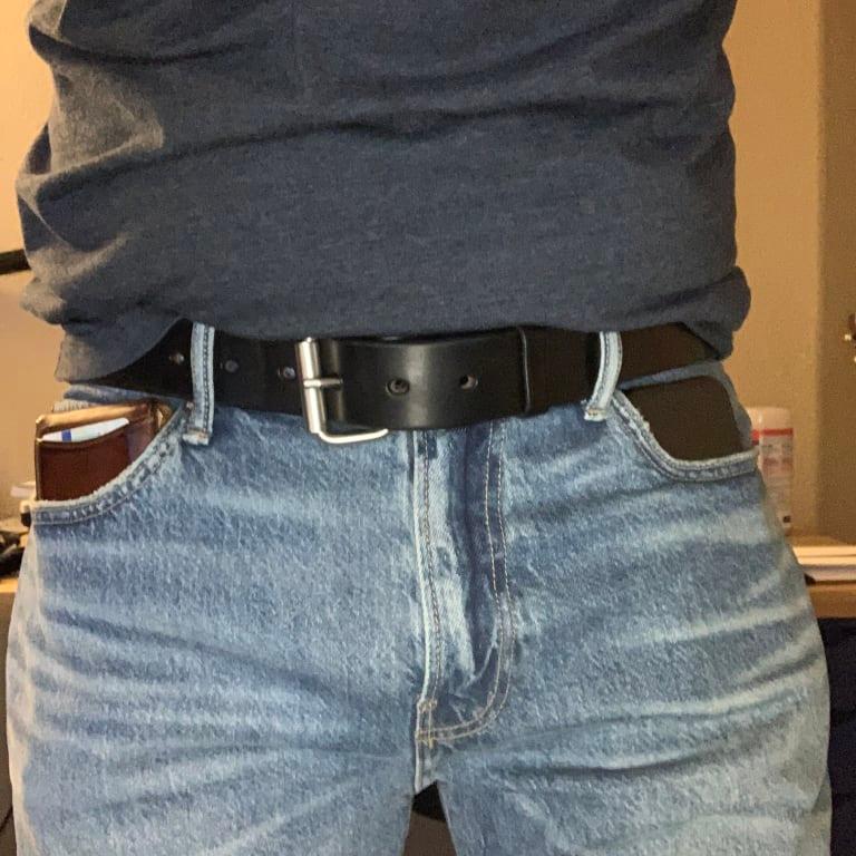 This is as far as the wallet and phone will go in the pocket.