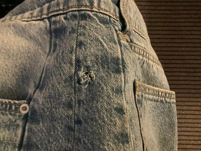a hole in my new barrel leg jeans!