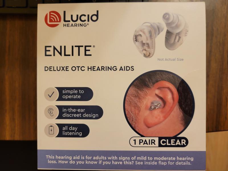 Lucid Audio Enlite Deluxe OTC Hearing Aids - Clear, Cordless, Reusable ...