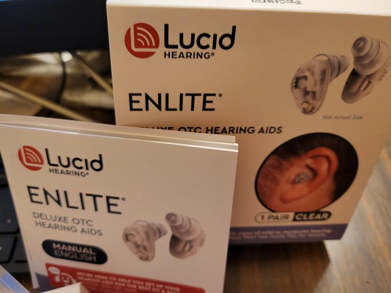 Lucid Audio Enlite Deluxe OTC Hearing Aids - Clear, Cordless, Reusable ...