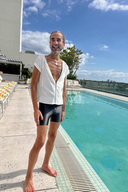 Fab fit chillin’ by the pool after beautiful bike ride!