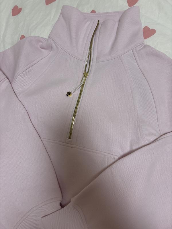 lululemon オーバーサイズ ファンネルネック ハーフジップ ピンク
