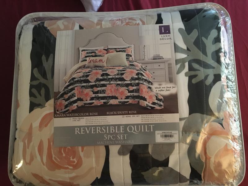 Lush Decor Amara Watercolor Rose 5-Piece Reversible Quilt Set | Bed ...
