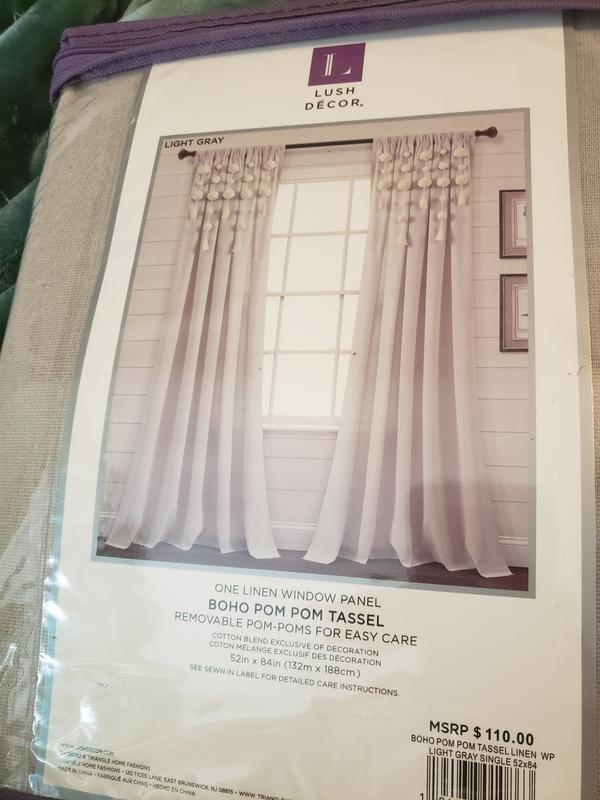 Lush Décor Boho Pom-Pom Tassel 84-Inch Rod Pocket Window Curtain Panel ...