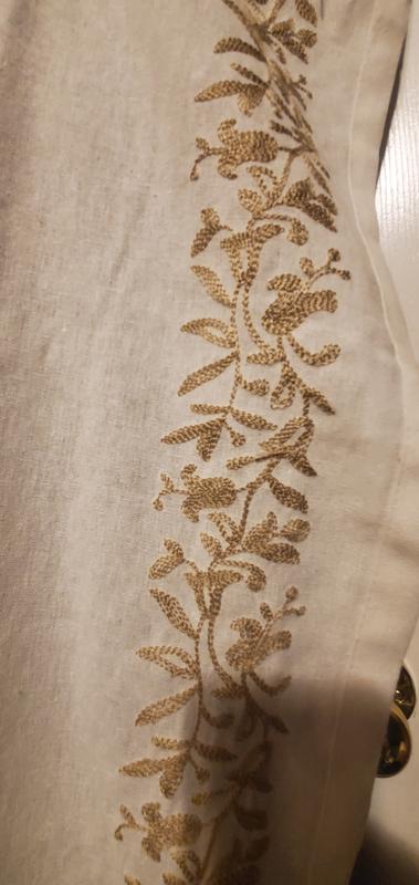 Lush Décor-LUXURY MODERN FLOWER LINEN LIKE EMBROIDERY BORDER-WP-OFF WHITE/NEUTRAL-SINGLE-52X84