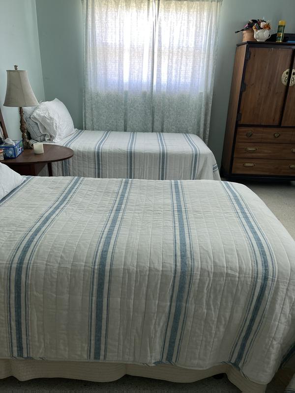 Lush Decor Farmhouse Stripe Reversible Cotton Comforter Set, 3