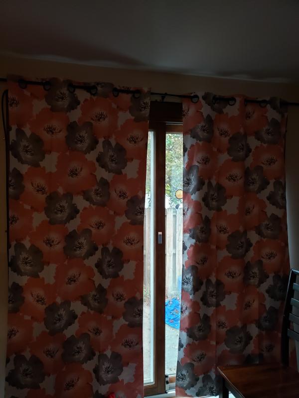 New coral & gray flower curtains