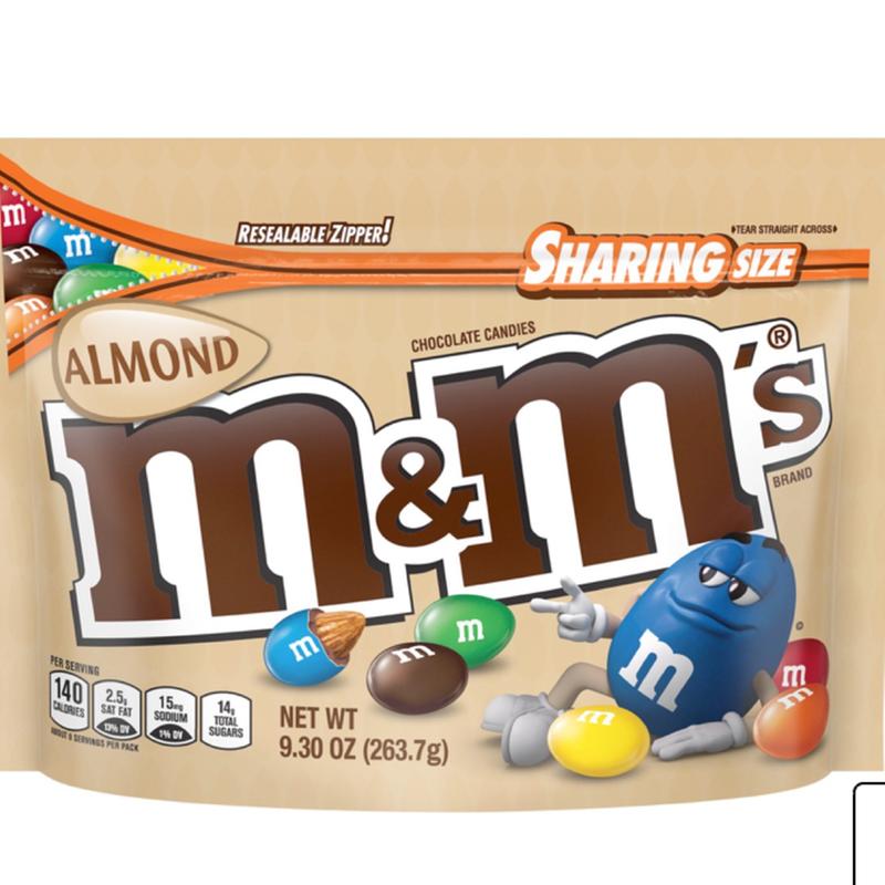 M&Ms Almond Resealable Zipper Family Size (Almond, 2)