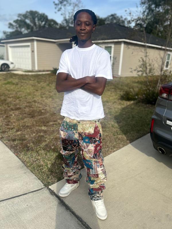 Customer photo for "Paneled blankets pants"