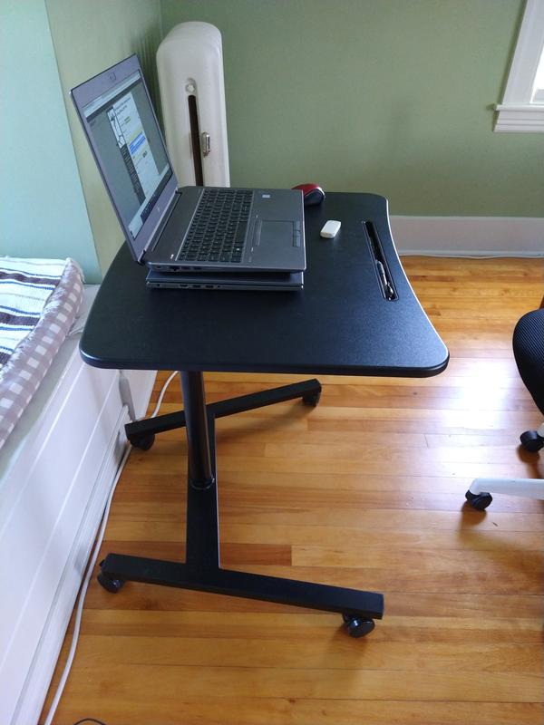 Mount It MI 7969 Height Adjustable Rolling Sit Stand Workstation Black ...