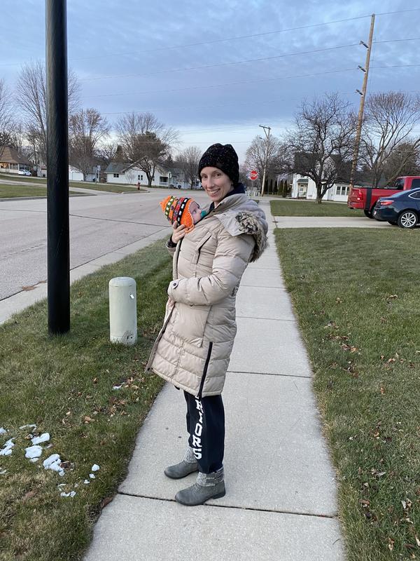 Perfect for walks! Put your winter jacket over top and baby will stay plenty warm!