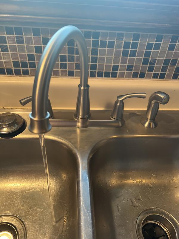 Moen 87403 Bexley Küchenarmatur – 2-Griff, Verchromt, Hoher Bogen Mit Praktischem Sprühschlauch