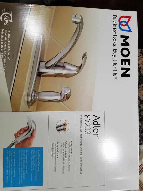 **「MU」** MOEN Adler Single-Handle Low Arc Kitchen Faucet in Chrome with in