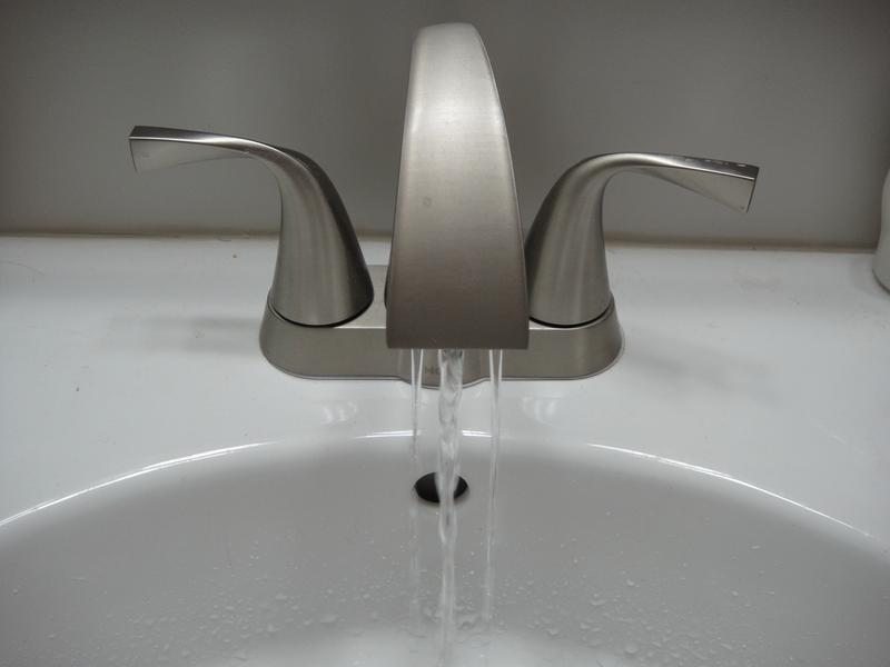 Oxby Spot resist brushed nickel Two-Handle High Arc Bathroom