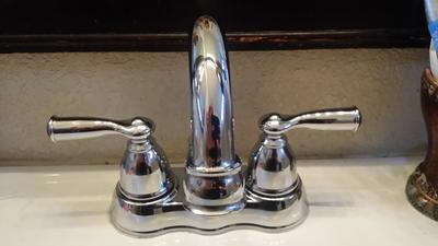 Banbury Chrome Two Handle High Arc Bathroom Faucet Ca84913 Moen