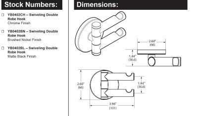 Align Chrome Double Robe Hook -- YB0402CH -- Moen