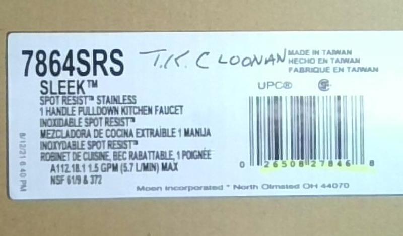 New faucet box label