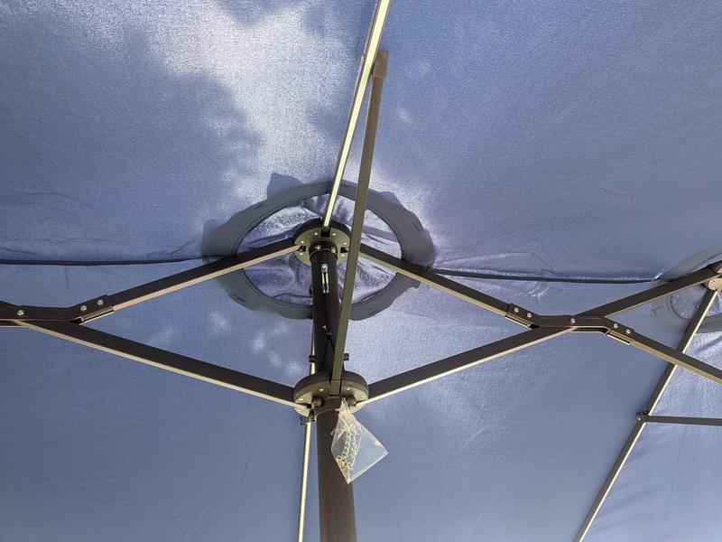 Mondawe 15 ft. Double Sided Patio Umbrella with Solar RGB Lights