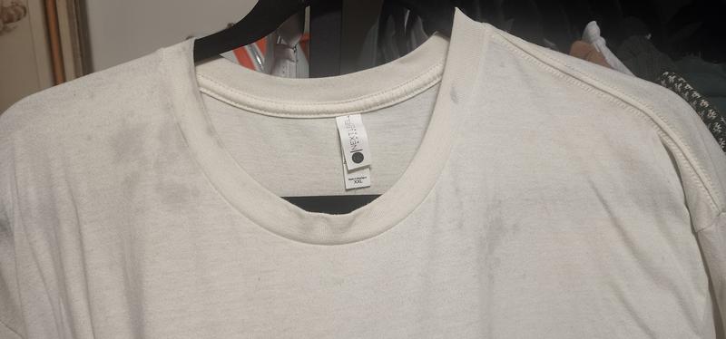Dark gray stains along the collar