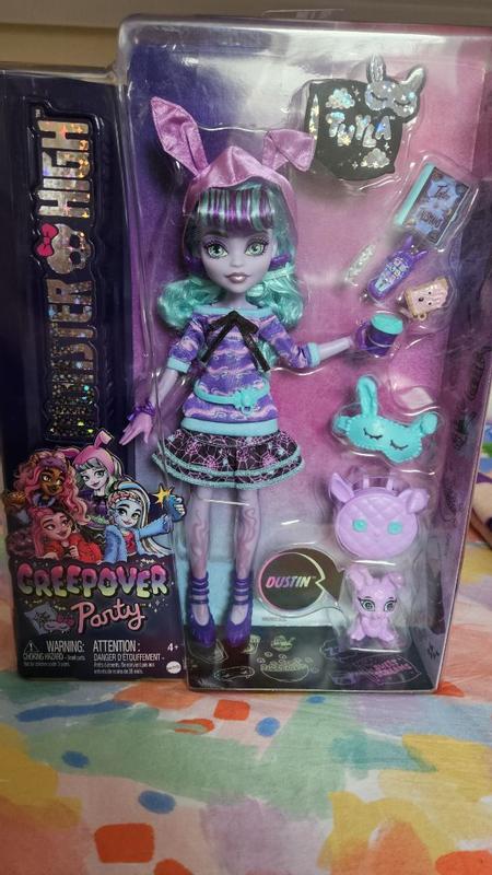 Monster High Doll, Twyla Creepover Party Set with Pet Bunny Dustin,  Sleepover Clothes and Accessories