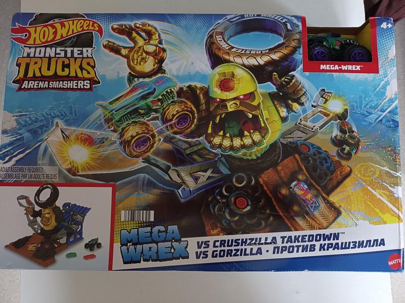 Hot Wheels® Monster Trucks Arena Smashers Mega-Wrex VS Crushzilla Takedown  Playset