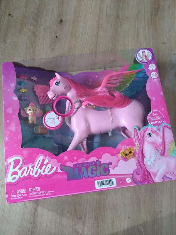 Barbie A Touch of Magic Pink Pegasus with Puppy, Winged Horse Toys