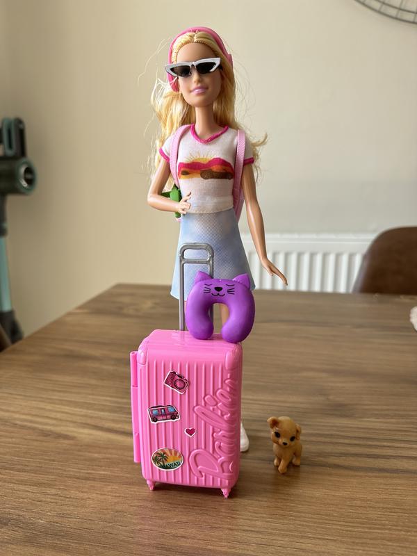 Barbie - Barbie Voyage - Coffret avec Poupée et Chien - Valise