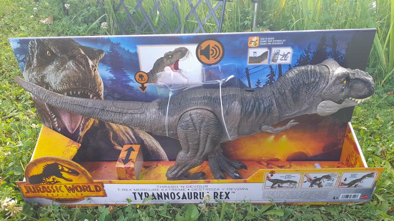 Tyrannosaure Rex Mattel Monde jurassique Attaque et dévore, 4 ans et plus