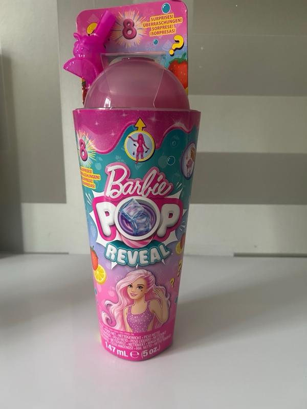 Barbie Pop Reveal Doll & Accessories, Strawberry Lemonade Scent with Pink  Hair, 8 Surprises Include Slime & Squishy Puppy