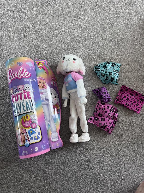 Barbie Cutie Reveal Cozy Cute Tees Doll with Lamb Plush Costume and 10  Surprises