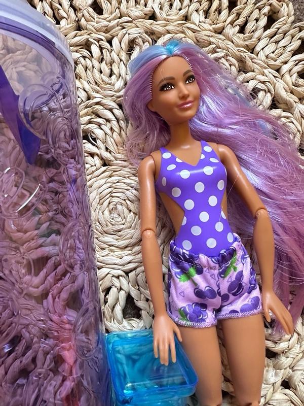 Barbie Pop Reveal Fruit Series Doll, Grape Fizz Theme with 8 Surprises  Including Pet & Accessories, Slime, Scent & Color Change